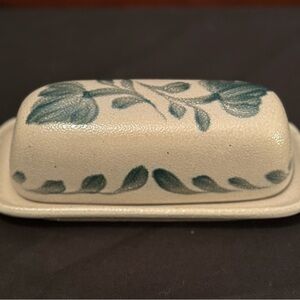 Salmon Falls Store Pottery Pennsylvania Green Design Butter Dish